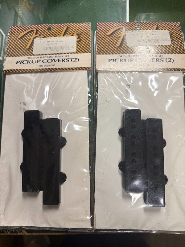 2 Sets of Vintage Fender Black Original Jazz Bass Pickup Covers 0992038000 NOS