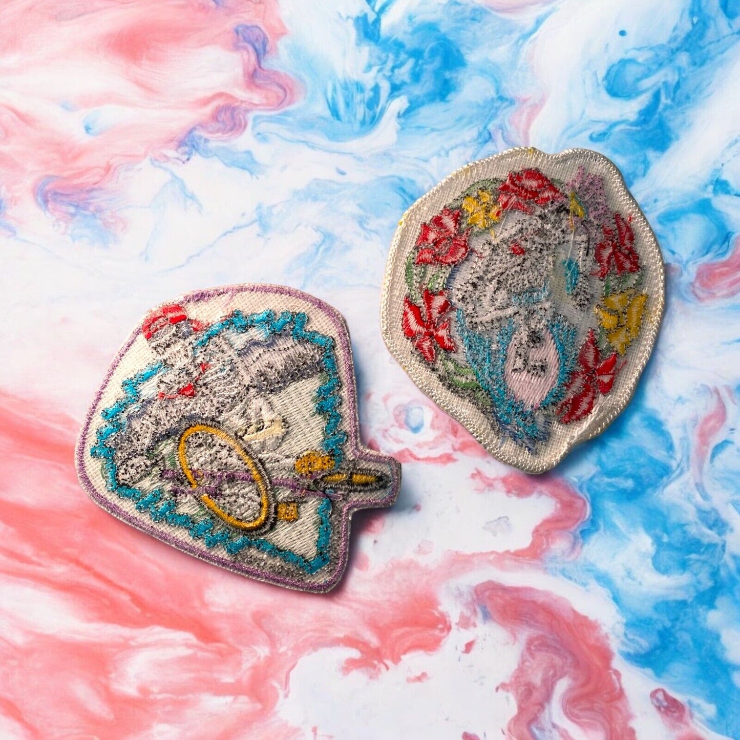 2 Greg Spiers Skullman Embroidered Patches Deadhead Bike & Surfer Grateful Dead