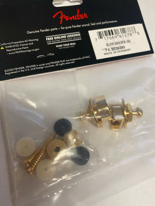 Genuine Fender Gold Guitar Strat/Tele Straplocks Strap Locks Set Made in Germany