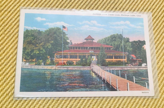 Vintage Buckeye Lake Ohio Yacht Club 1940s Postcard Santa's Gift Store