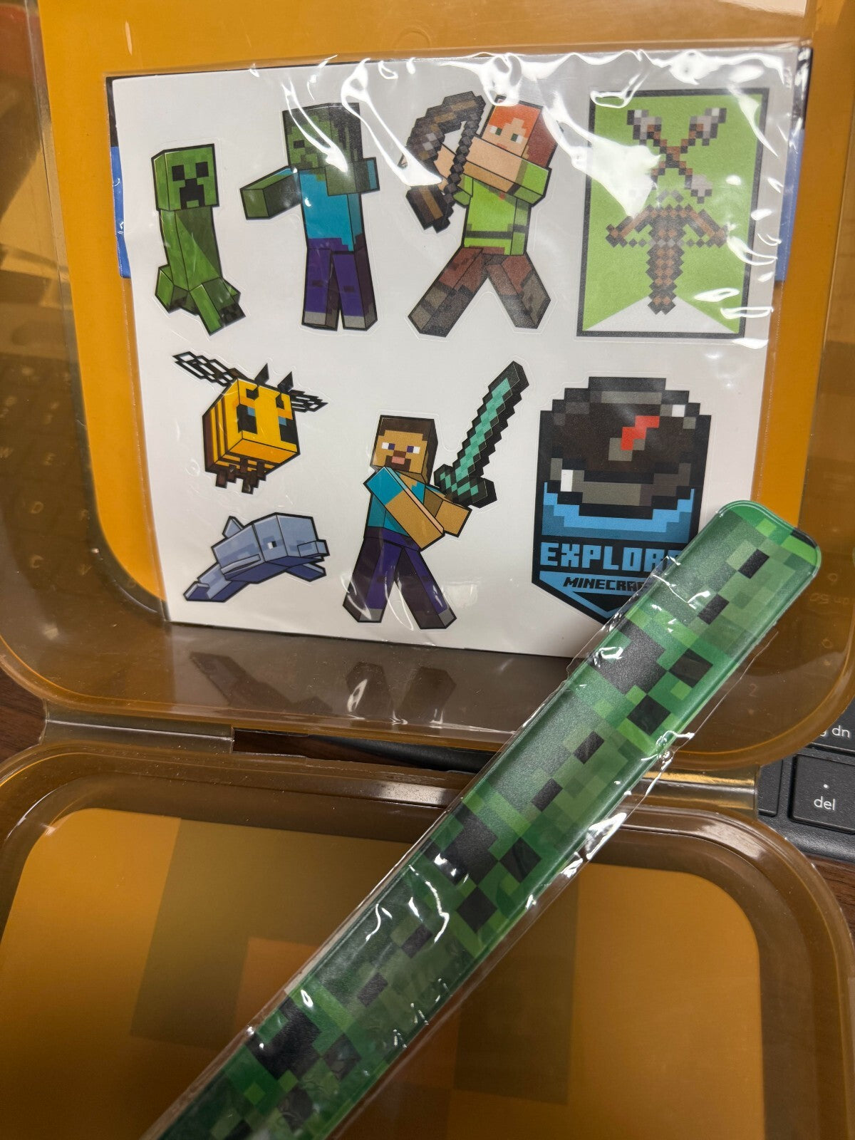 Minecraft Lot! Case, Hat, Pajamas Youth 6-7 Stickers, Socks & Bracelet -Get All!