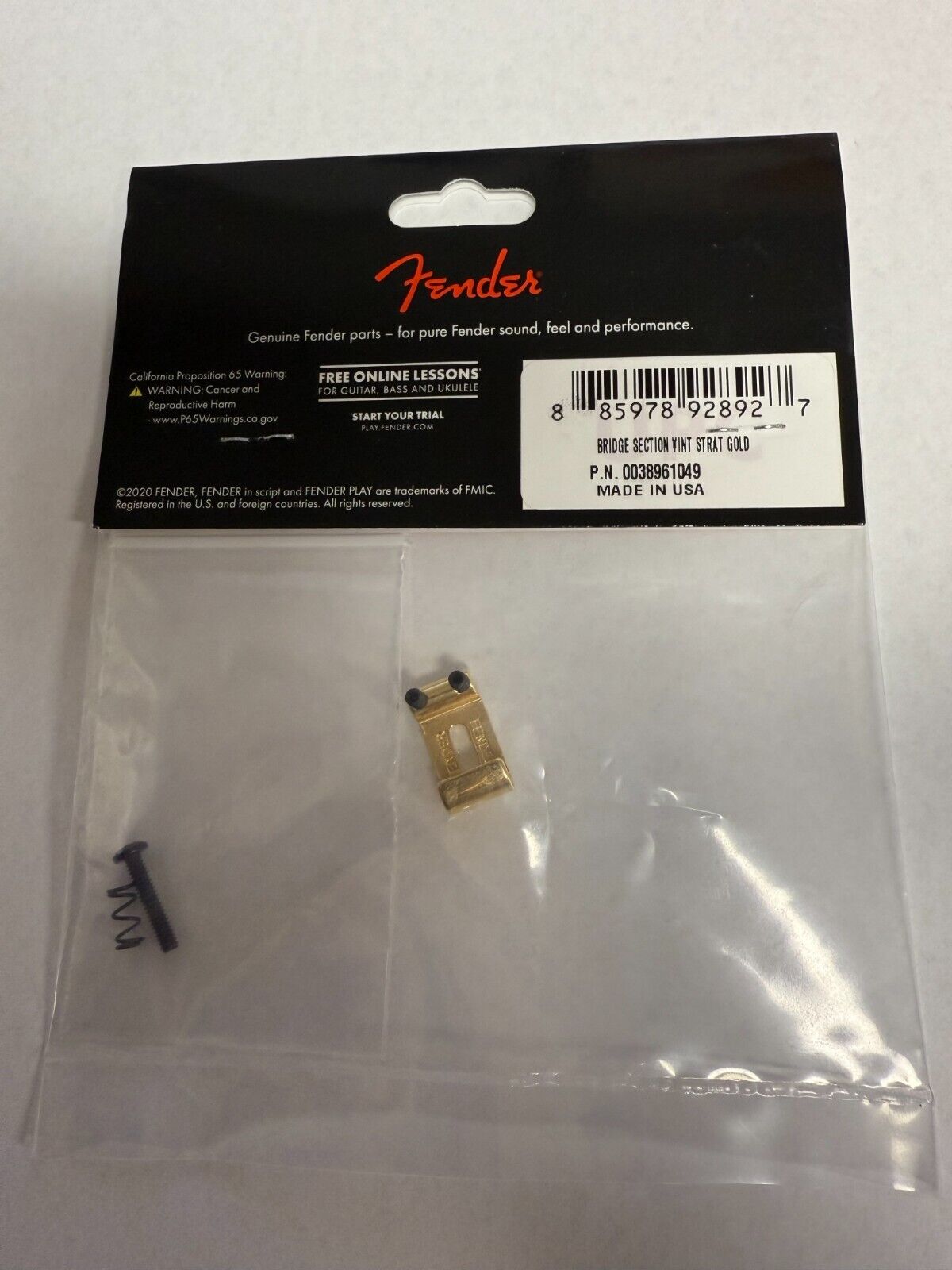 0038961049 Fender Guitar Bridge Saddle Strat/Telecaster American Vintage Gold