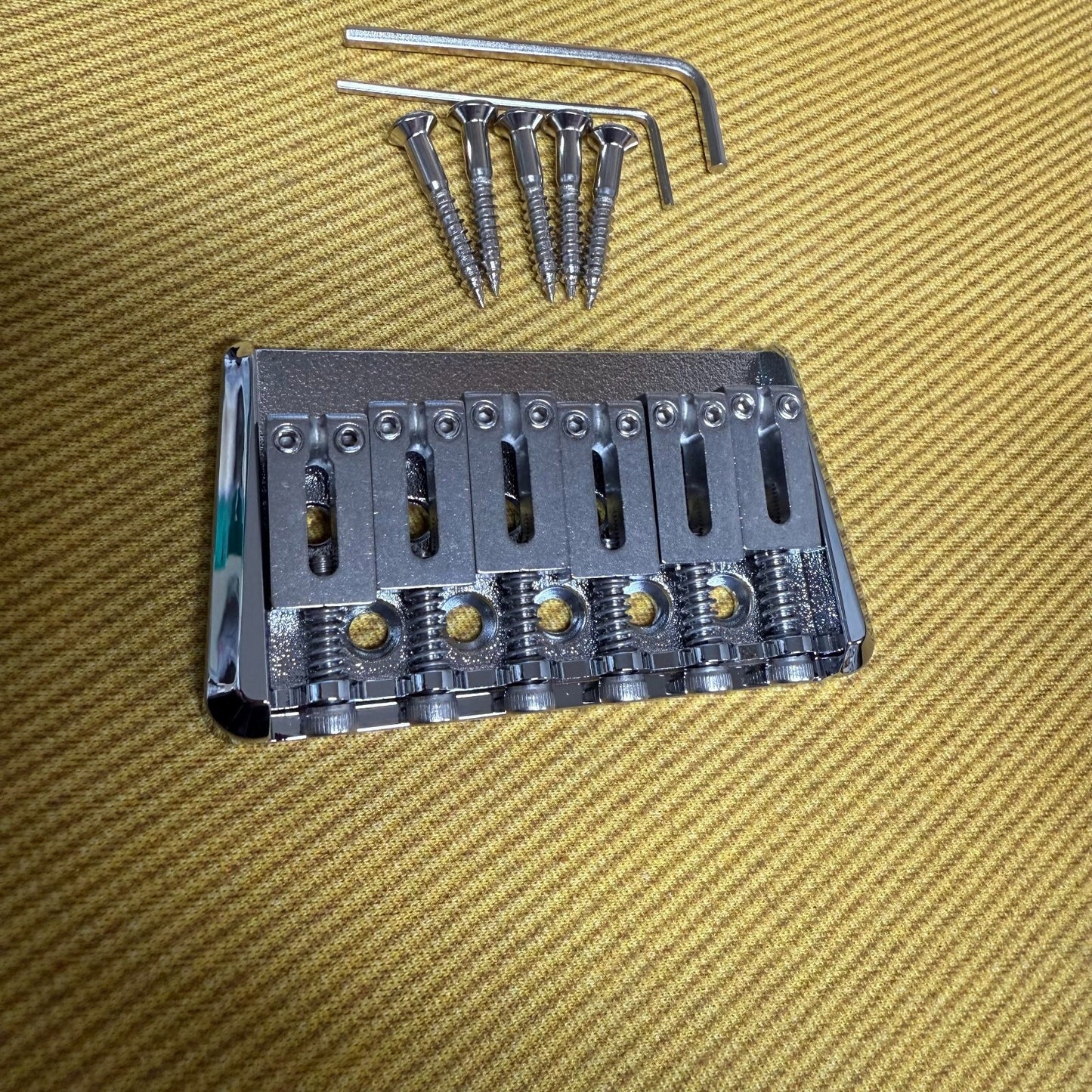 BN-510-C Hardtail Chrome and Stainless Saddles Guitar Bridge String Through