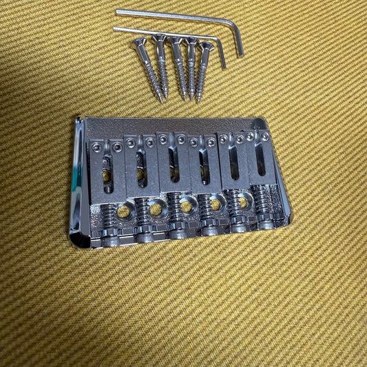 BN-510-C Hardtail Chrome and Stainless Saddles Guitar Bridge String Through