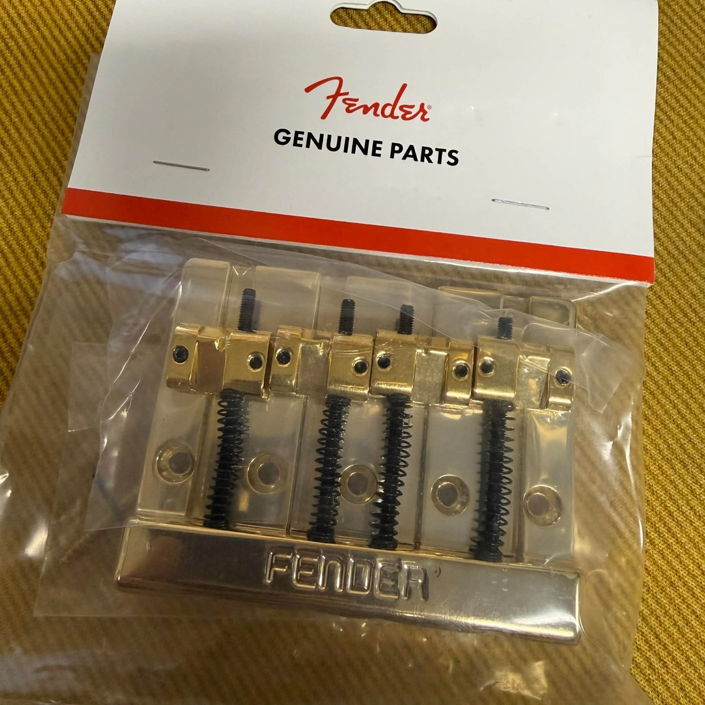 099-4407-200 Genuine Fender HiMass 4-String Bass Bridge with Zinc Saddles, GOLD