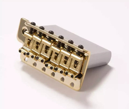 Genuine Fender Vintage Style Strat Bridge Assembly, 6 Point Gold 005-3275-000