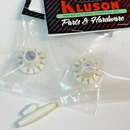 Set of Parchment Kluson Witch Hat Knobs and Tips for Jazzmaster Vintage Reissue